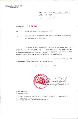 [Envío de fotocopias a Sr. Director Instituto de Normalización Previsional D. Marcos Lima Aravena]