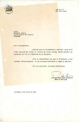 [Deriva solicitud de audiencia  a S.E. el Presidente de la República de Unión Comunal de Juntas de Vecinos de Punta Arenas]