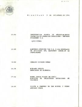 Programa Miércoles 09 de Diciembre de 1992.