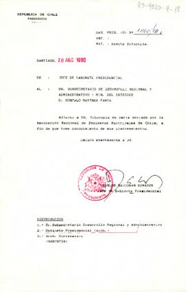 [Carta de Jefe de Gabinete a Subsecretario de Desarrollo Regional remitiendo carta de Asoc. Nacional de Empleados Municipales]