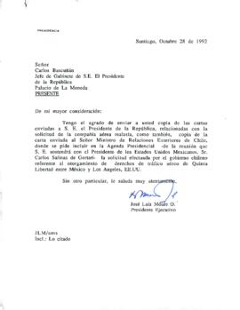 [Remite copia de cartas enviadas al Presidente]