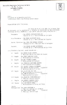 [Informa la constitución de la Asociación de Municipalidades Turísticas de Chile AMTC]