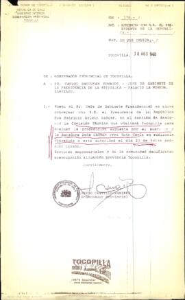 [Fax, Gobernador de Tocopilla solicita designación de comisión técnica de visita presidencial]