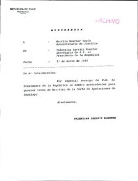 [Memorandum de Secretari Presidencia, remie antecedentes terna de Ministros Corte de Apelaciones de Santiago]
