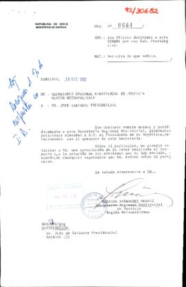 [Oficio Ord. Nº 664 SEREMI Metropolitano de Justicia, solicita]