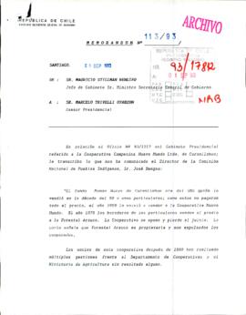 [Memorandum N° 113 de Jefe de gabinete de Ministro SEGPRES, informa]