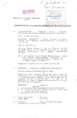 [Presentación N° 9 de obra de concesión de iniciativa privada]