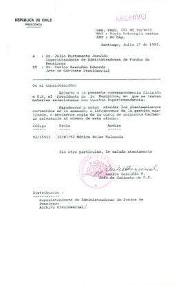 [Oficio Ord. N° 3632 de Jefe de Gabinete Presidencial, remite copia de carta]