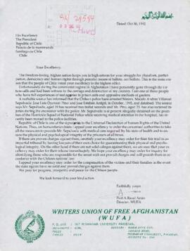 [Carta de Writers Union of Free Afganisthan]
