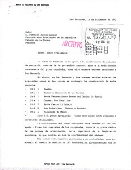 [Carta de Junta de Adelanto de San Bernardo]