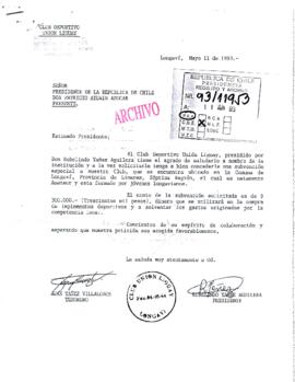 [Carta de Club Deportivo Union Liguay por solicitud de financiamiento]