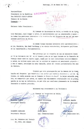 [Relacionado con tramitación de Proyecto de Ley de los exonerados políticos de Chile]