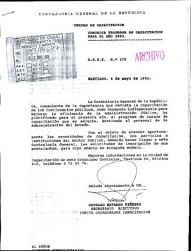 [Contraloría General de la República, comunica programa de capacitación de 1993]