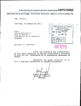 [Remite ejemplar de el "Directorio de la Conferencia Episcopal de Chile"]
