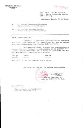 [Oficio  Gab. Pres. Ord. N° 3979 de Jefe de Gabinete Presidencial, remite copia de carta que se indica]