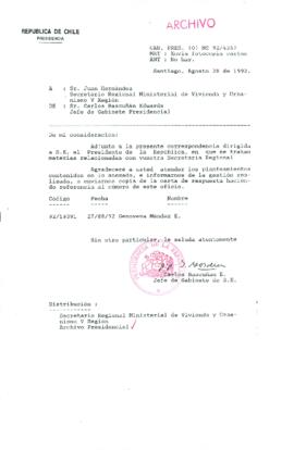 [Oficio Ord. N° 4357 de Jefe de Gabinete Presidencial, remite copia de carta]