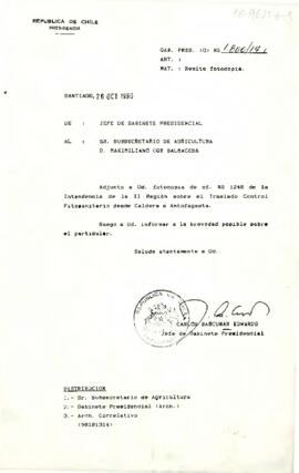 [Carta del Jefe de Gabinete Presidencial a Subsecretario de Agricultura, Maximiliano Cox]