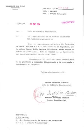 [Oficio Ord. N° 346 de Jefe de Gabinete Presidencial, remite fotocopia]