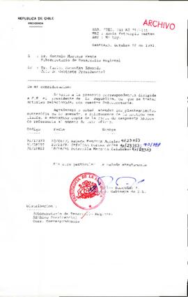 [Oficio del Jefe de Gabinete Presidencial dirigido al Subsecretario de Desarrollo Regional, Sr. Gonzalo Martner Fanta]