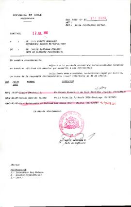 [Se remite correspondencia a Intendente de Región Metropolitana]