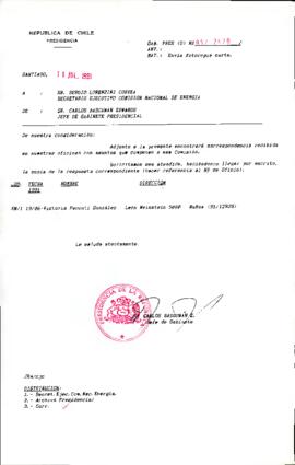 [Remite correspondencia a Secretario Ejecutivo Comisión Nacional de Energia]