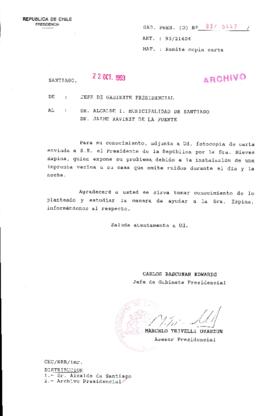 [Oficio Gab. Pres. Ord. N° 5447 de Jefe de Gabinete Presidencial, remite copia de carta que se indica]