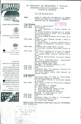 [Programa: IX Jornadas de Educación y Familia de la Universidad Católica de Valparaíso]