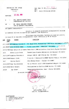 [Se remite correspondencia a Subsecretaría de Justicia]