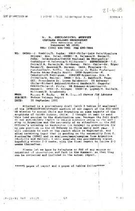 Preliminary Report Of the United Nations Mission to Volcán Hudson, Chile, emitido por la U.S. Geological Survey Cascades Volcano Observatory, Vancouver, dirigido a diferentes organismos de Chile y Argentina