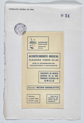 Programa de la presentación del grupo en la Sala de la Columna, Barcelona