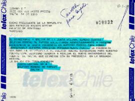Telegrama desde la Junta Vecinal Nr. 4 Delfina Moreno de Paposo de Tal Tal, dirigido al sr. Presidente de la República Don Patricio Aylwin Azócar
