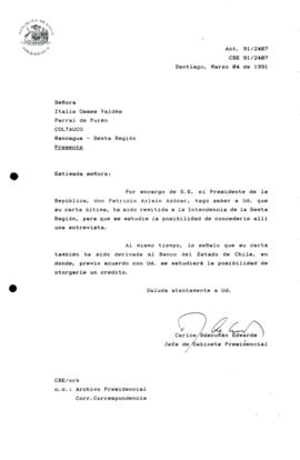 Carta remitida Intendencia de la Sexta  Región