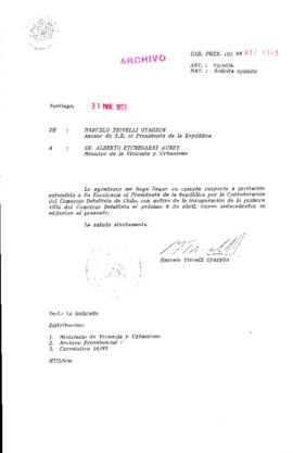 [Oficio Gab. Pres. Ord. N° 1545 de Jefe de Gabinete Presidencial, solicita opinión]