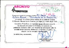 [Envío de ejemplar "El Mercado Mundial de la Celulosa y el Papel, la Visión desde Chile]