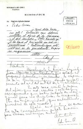 Memorándum de Patricio Aylwin Azócar a Pedro Correa