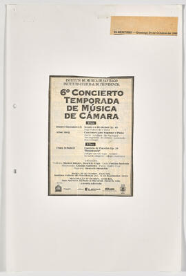 Publicidad de conciertos: Sexto concierto temporada de música de cámara