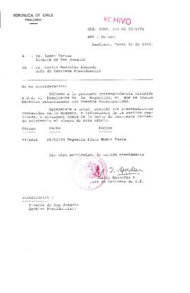 [Oficio  Gab. Pres. Ord. N° 1094 de Jefe de Gabinete Presidencial, remite copia de carta que se indica]