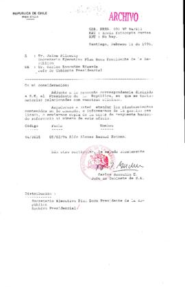 [Oficio Ord. N° 612 de Jefe de Gabinete Presidencial, remite copia de carta que se indica]