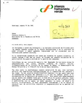 [Carta de Alianza Humanista Verde en relación a nominación de Alcaldes]