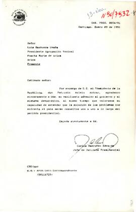 [Carta de Presidencia dirigida a Luis Sanhueza]