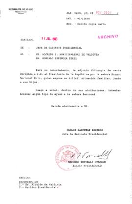 [Oficio Gab. Pres. Ord. N° 3507 de Jefe de Gabinete Presidencial, remite copia de carta que se indica]