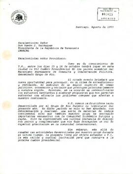 [Carta del Presidente Aylwin al Presidente de la República de Venezuela].
