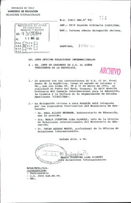 [Carta de delegación chilena para viajar XXIV Reunión Ordinaria del Consejo Interamericano para l...