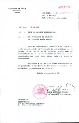 [Carta del Jefe de Gabinete de la Presidencia a Gobernador Provincial de Chacabuco]