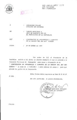 [Oficio  Gab. Pres. Ord. N° 0510 de Jefe de Gabinete Presidencial, subvención]