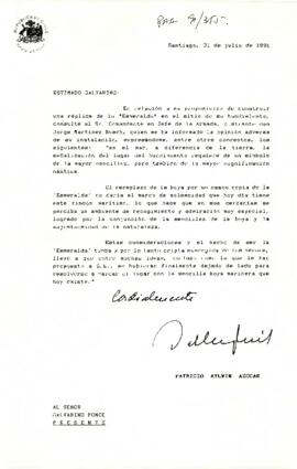 [Carta de respuesta a construcción de réplica de La Esmeralda dirigida al Sr. Galvarino Ponce]