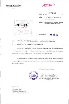 [Ord. N° 02/ 000237 de Subsecretario de Educación sobre petición del Sr. Joge Elgueta]