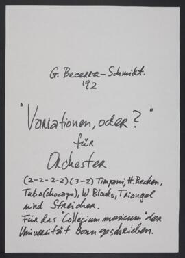 Variationen, oder?