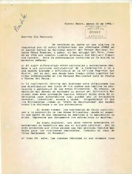 Carta del sr. Francisco Mendoza Escalas, dirigido a Querido Tío Patricio [Aylwin]