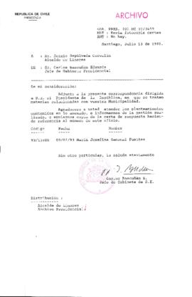 [Oficio Gab. Pres. Ord. N° 3499 de Jefe de Gabinete Presidencial, remite copia de carta que se indica]